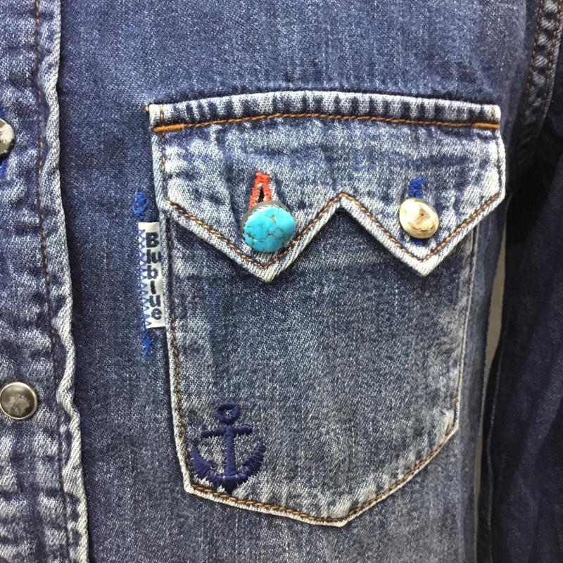 ブルーブルー BLUE BLUE シャツ、ブラウス 長袖 S 無地 インディゴ / インディゴ /  メンズ USED 古着 中古 10121706