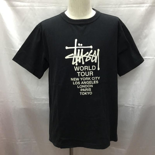 ステューシー STUSSY Tシャツ 半袖 c8-h342 STUSSY×Champion WorldTourTee 半袖カットソー プリントTシャツ L プリント 黒 / ブラック /  メンズ USED 古着 中古 10108242