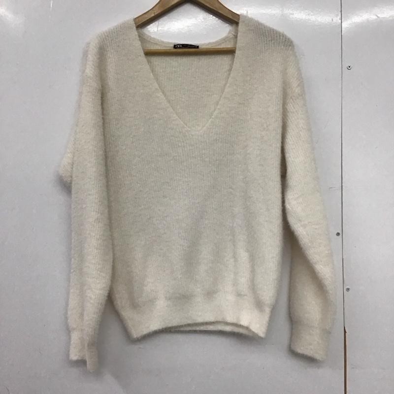 ザラ ZARA ニット、セーター 長袖 S 無地 白 / ホワイト /  レディース USED 古着 中古 10148615
