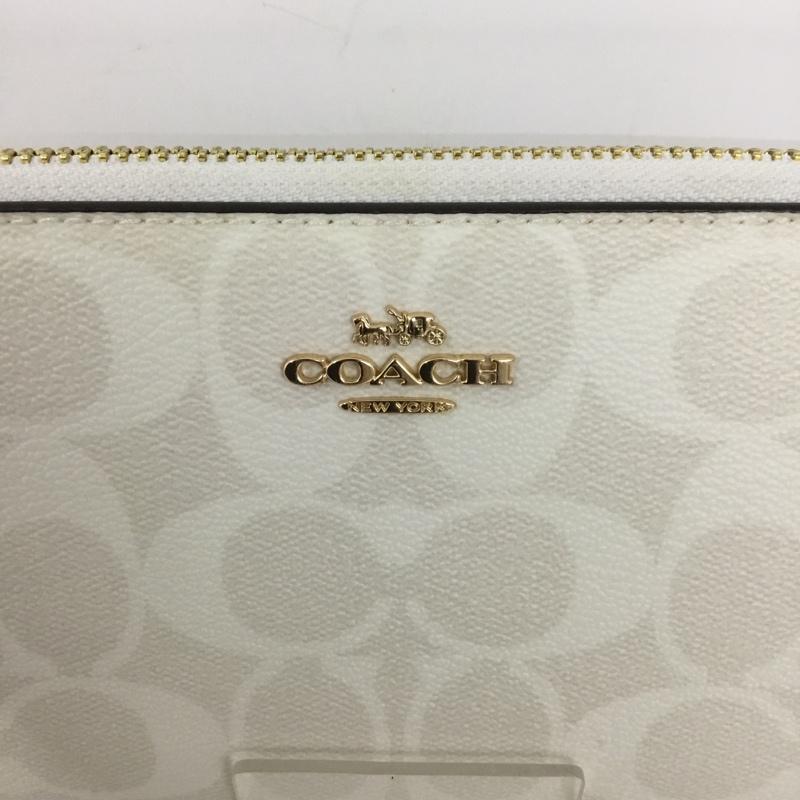 コーチ COACH 財布 長財布 ラウンドファスナー C4452 ロング ジップ アラウンド ウォレット シグネチャー ロゴ、文字 オフホワイト / オフホワイト /  レディース USED 古着 中古 10129599