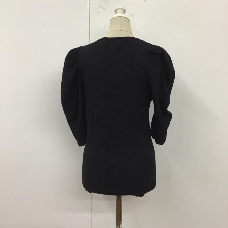 ザラ ZARA ニット、セーター 半袖 半袖ニットカットソー Vネックカットソー 半袖セーター S 無地 黒 / ブラック /  レディース USED 古着 中古 10122519