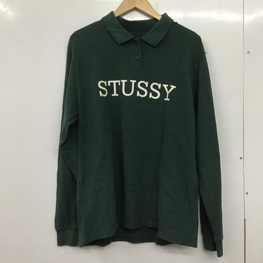 ステューシー STUSSY ポロシャツ 長袖 長袖ポロシャツ 長袖カットソー カラーシャツ M ロゴ、文字 緑 / グリーン /  メンズ USED 古着 中古 10139555