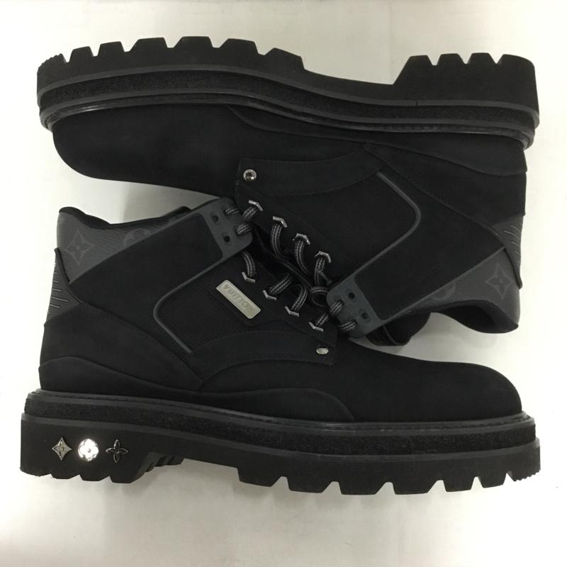 ルイヴィトン LOUIS VUITTON ブーツ ショートブーツ BM1220 オーベルカンフ ライン アンクルブーツ NBA 9 箱有 ロゴ、文字 黒 / ブラック /  メンズ USED 古着 中古 10146265