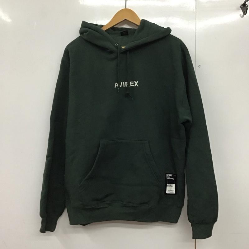 アヴィレックス AVIREX パーカー 長袖 長袖パーカー プルオーバーパーカー スウェット L ロゴ、文字 緑 / グリーン /  メンズ USED 古着 中古 10143394
