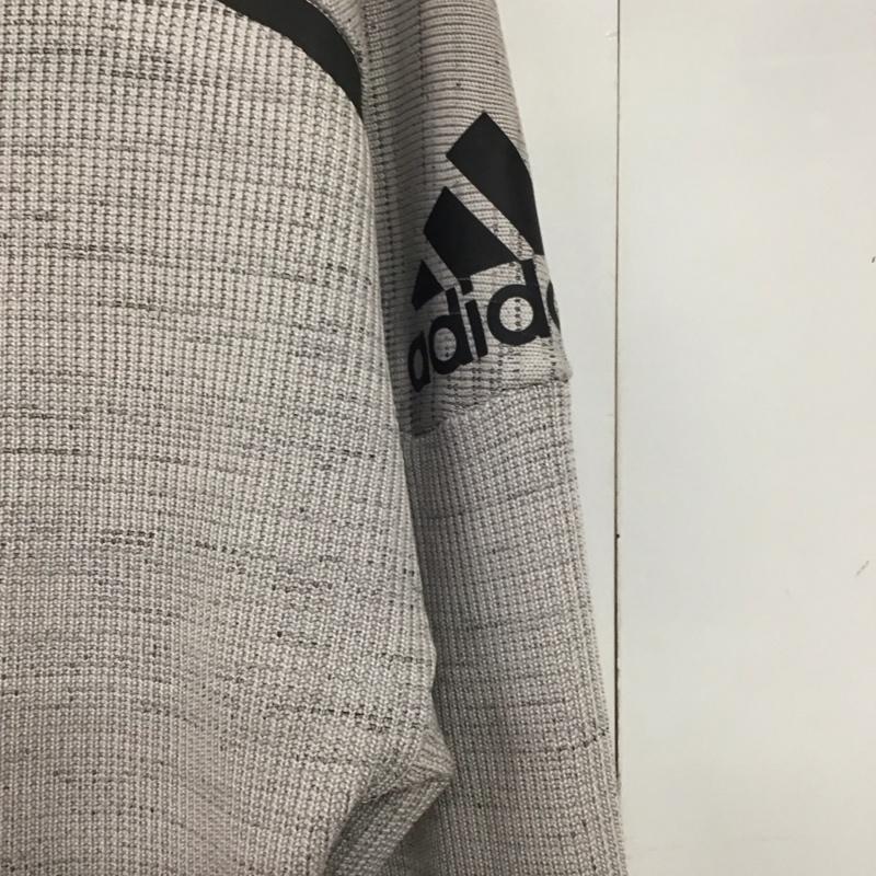 アディダス adidas パーカー 長袖 cf0636 PRIMEKNITHOODIE ジップアップパーカー スポーツウェア ロゴ、文字 灰 / グレー /  メンズ USED 古着 中古 10141219