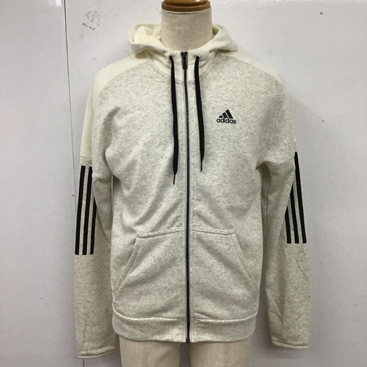 アディダス adidas パーカー 長袖 DM4055 フルジップ スウェット L ロゴ、文字 灰 / グレー /  メンズ USED 古着 中古 10123280