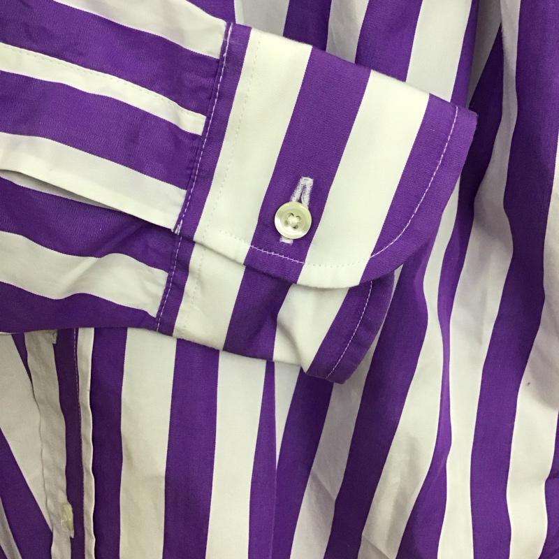 インディビジュアライズドシャツ INDIVIDUALIZED SHIRTS シャツ、ブラウス 長袖 ボタンダウンシャツ ストライプ 白 / ホワイト / X 紫 / パープル /  メンズ USED 古着 中古 10132025