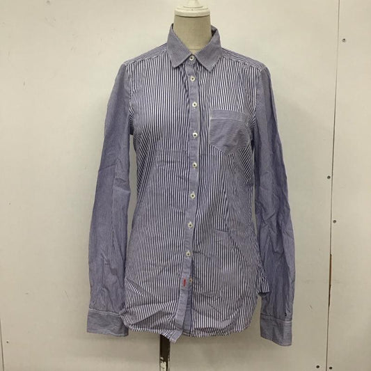 トミーヒルフィガー TOMMY HILFIGER シャツ、ブラウス 長袖 1M87640041 Fitted 胸ポケット ストライプ 2 ワンポイント 白 / ホワイト / X 青 / ブルー /  レディース USED 古着 中古 10108609