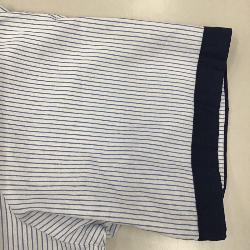 古着 USED シャツ、ブラウス 半袖 半袖シャツ カラーシャツ 半袖カットソー ストライプシャツ XL ロゴ、文字 紺 / ネイビー /  メンズ USED 古着 中古 10118542