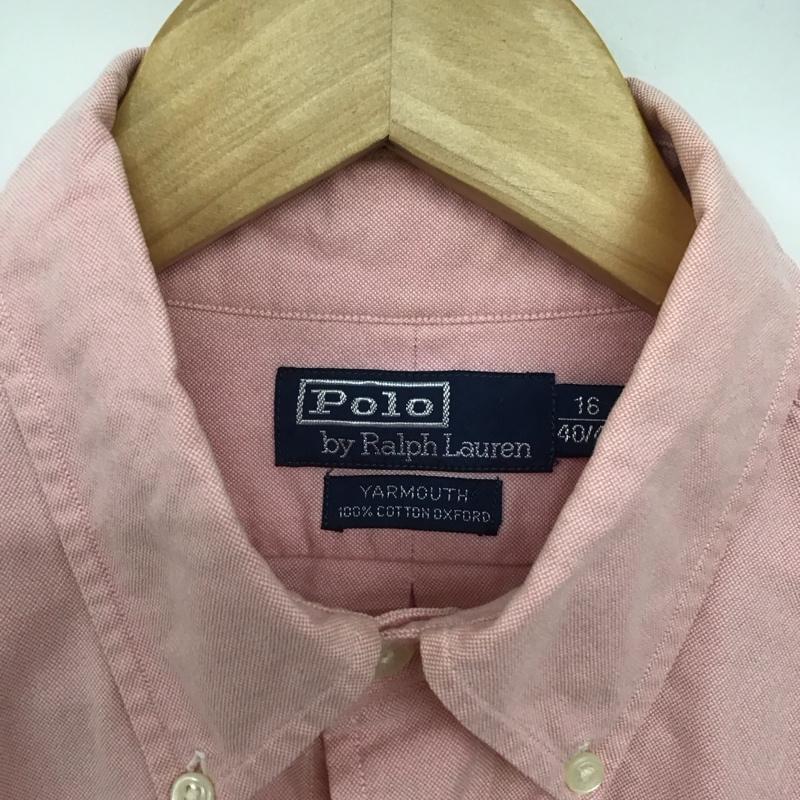 ポロラルフローレン POLO RALPH LAUREN シャツ、ブラウス 長袖 長袖シャツ ロゴシャツ カラーシャツ ボタンダウンシャツ 40 ロゴ、文字 赤 / レッド /  メンズ USED 古着 中古 10141027