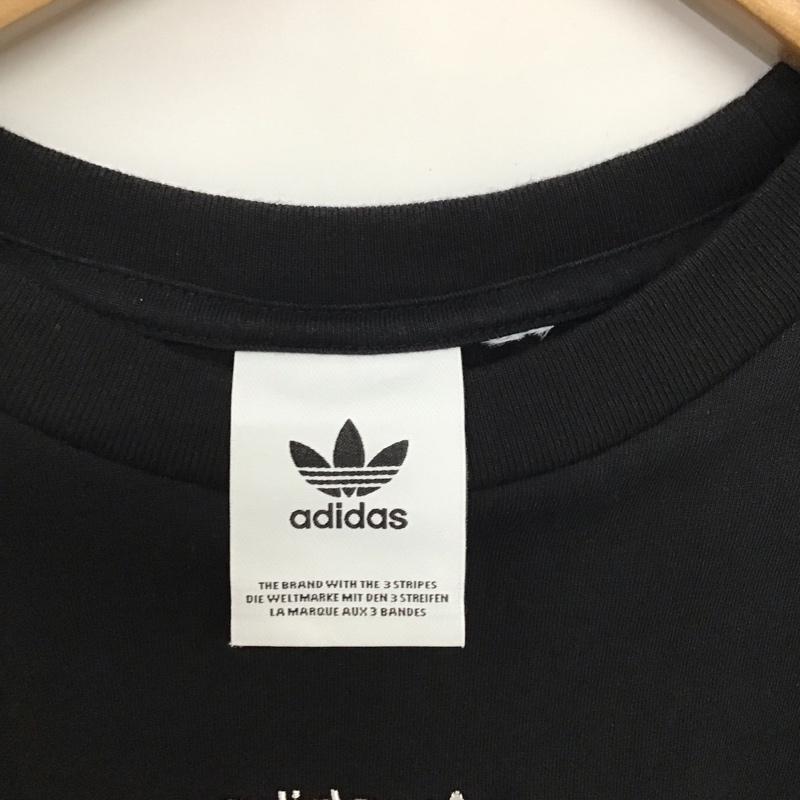 アディダス adidas Tシャツ 半袖 半袖カットソー プリントTシャツ クルーネックカットソー ロゴ、文字 黒 / ブラック /  メンズ USED 古着 中古 10133716