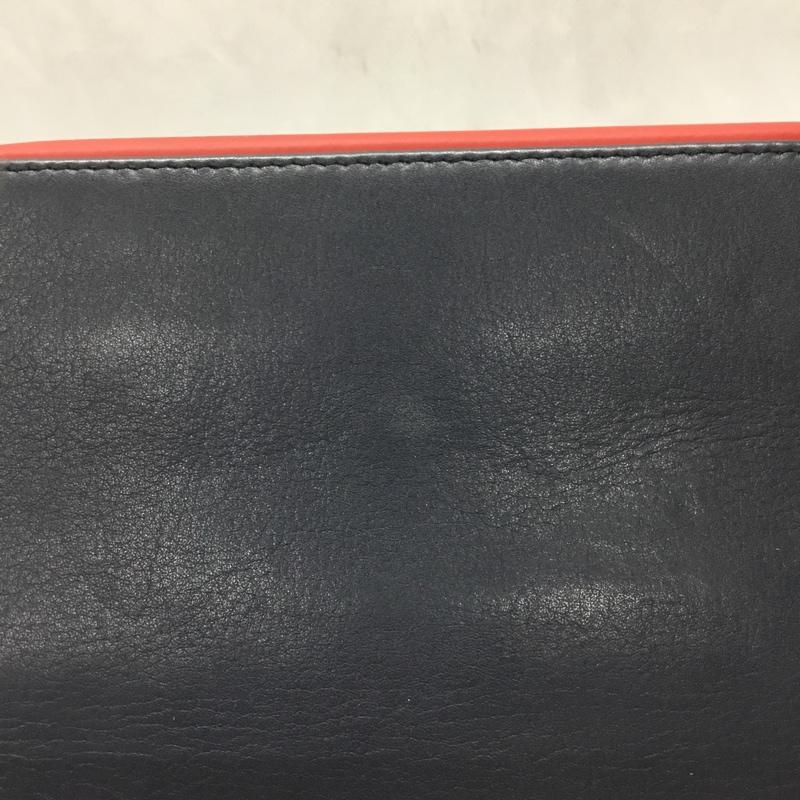 アルマーニエクスチェンジ A/X ARMANIEXCHANGE 財布 長財布 ラウンドファスナー レザー ロゴ、文字 紺 / ネイビー / X 赤 / レッド /  メンズ USED 古着 中古 10109119