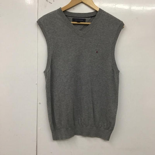 トミーヒルフィガー TOMMY HILFIGER ベスト ベスト ニットベスト ノースリーブカットソー Vネック S ロゴ、文字 灰 / グレー /  メンズ USED 古着 中古 10129069