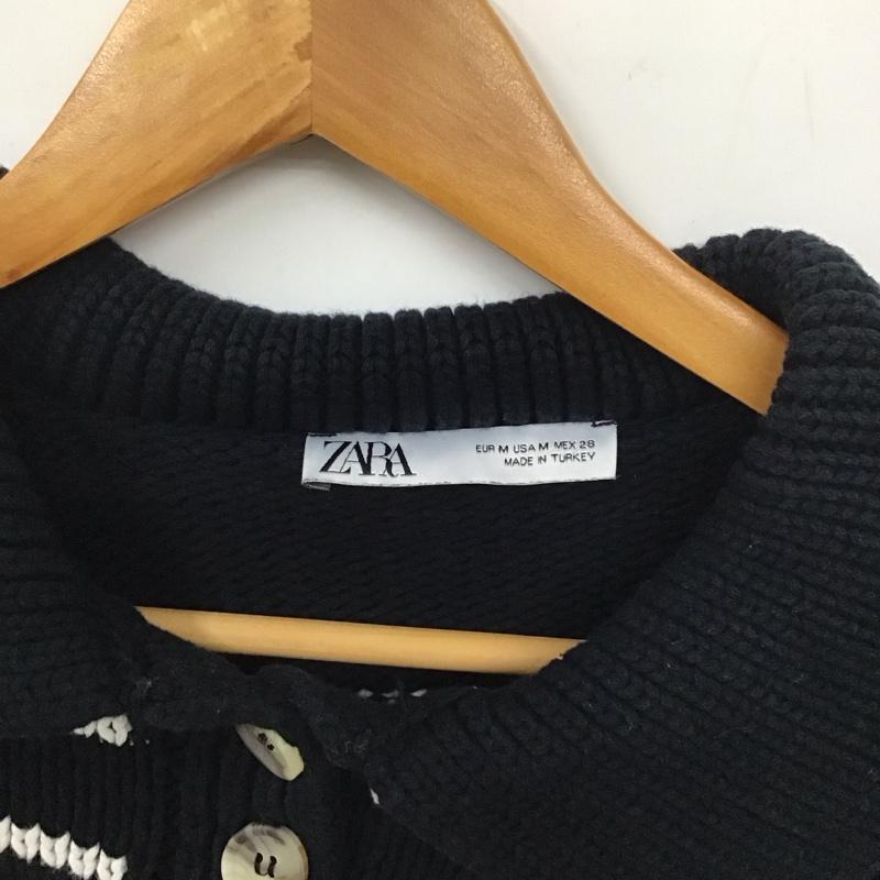 ザラ ZARA ニット、セーター 長袖 M ボーダー柄 紺 / ネイビー /  レディース USED 古着 中古 10131570