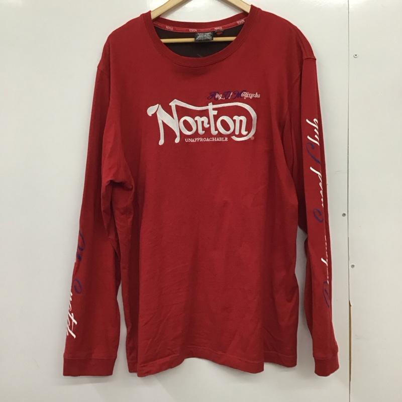 ノートン Norton カットソー 長袖 長袖カットソー プリントカットソー クルーネック XXL ロゴ、文字 赤 / レッド /  メンズ USED 古着 中古 10149527