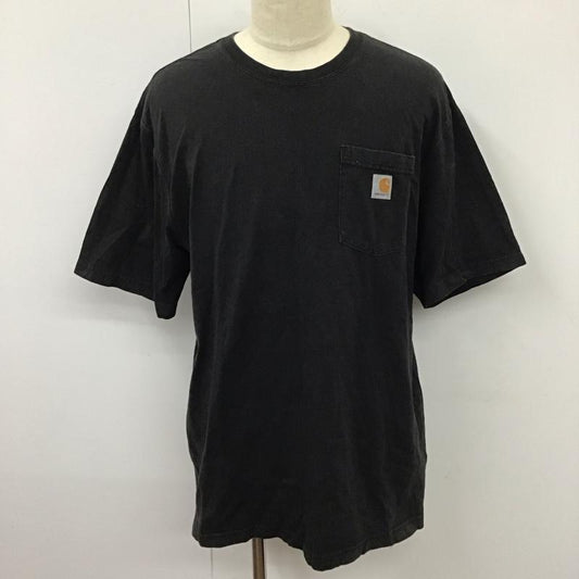 カーハート Carhartt Tシャツ 半袖 半袖カットソー プリントTシャツ クルーネックカットソー L ロゴ、文字 黒 / ブラック /  メンズ USED 古着 中古 10115716