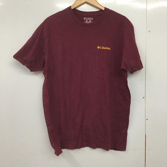 コロンビア Columbia Tシャツ 半袖 半袖カットソー プリントTシャツ クルーネックカットソー L ロゴ、文字 えんじ / ワインレッド /  メンズ USED 古着 中古 10145659