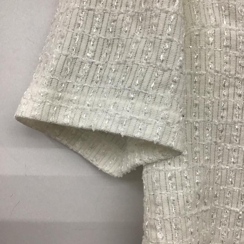 ロペピクニック ROPE  PICNIC カーディガン 半袖 半袖カーディガン ショート丈 前ボタン 38 総柄 白 / ホワイト /  レディース USED 古着 中古 10136107