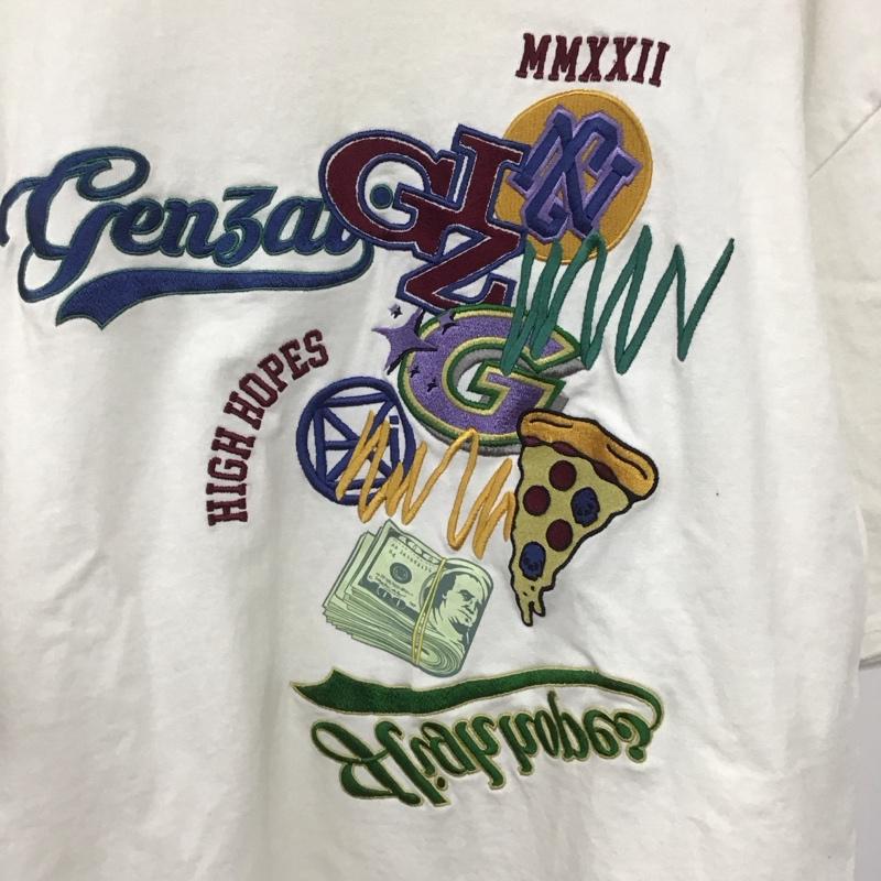 ゲンザイ genzai Tシャツ 半袖 半袖カットソー プリントTシャツ クルーネックカットソー L ロゴ、文字 白 / ホワイト /  メンズ USED 古着 中古 10146211