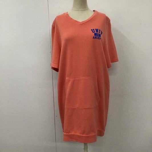 ロデオクラウンズワイドボウル RODEO CROWNS WIDE BOWL ワンピース ミニスカート 4209sr93-1750 UNIVVネックTシャツワンピース 半袖ワンピース プリントTシャツ S ロゴ、文字 橙 / オレンジ /  レディース USED 古着 中古 10114949