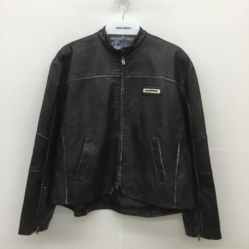 ユーズドクロージング used clothes ジャケット、上着 ライダース MASON PRINCE メゾンプリンス ダブルZIP ショート丈 シングルライダース 3 ロゴ、文字 ダークブラウン / ダークブラウン /  メンズ USED 古着 中古 10107082