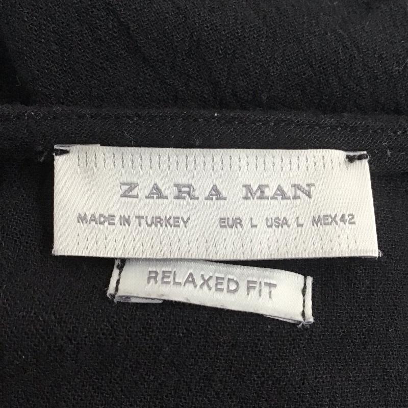 ザラメン ZARA MAN シャツ、ブラウス 長袖 ジップアップシャツジャケット ノーカラーシャツ カジュアルシャツ L 無地 黒 / ブラック /  メンズ USED 古着 中古 10110430