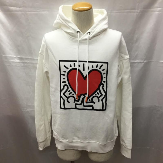キースへリング Keith Haring パーカー 長袖 長袖パーカー フード付きパーカー プリントスウェット トレーナー M プリント 白 / ホワイト /  メンズ USED 古着 中古 10108442