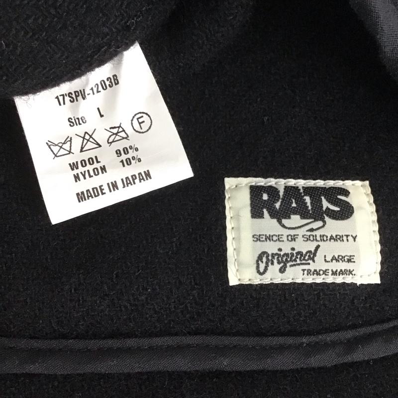 ラッツ RATS ベスト ベスト ジップアップベスト ノースリーブカットソー L ロゴ、文字 黒 / ブラック /  メンズ USED 古着 中古 10139307