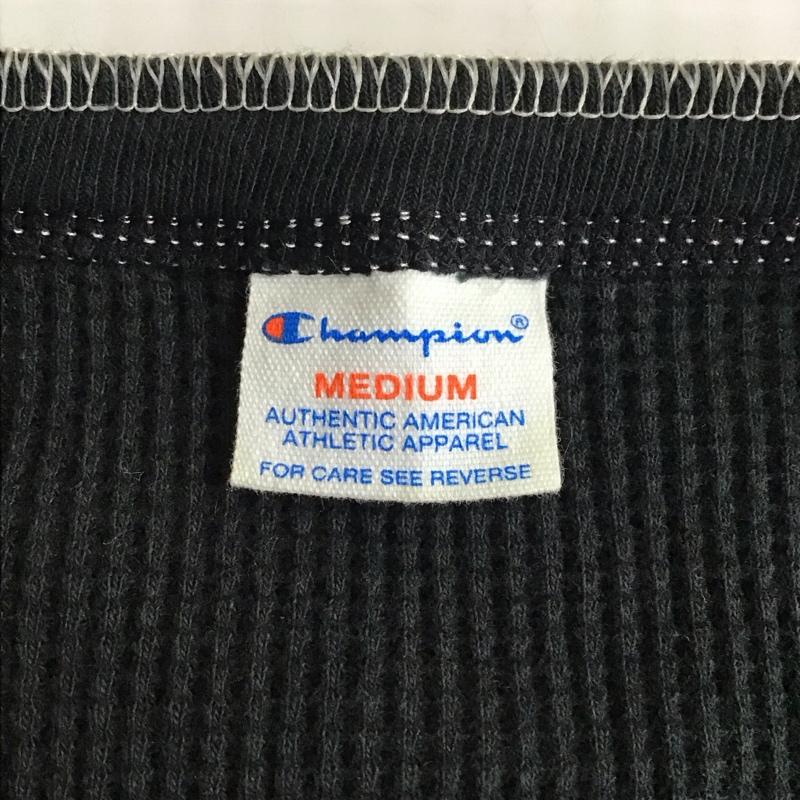 チャンピオン Champion カットソー 長袖 長袖カットソー ヘンリーネックカットソー ロングスリーブカットソー プリントTシャツ M ロゴ、文字 黒 / ブラック /  メンズ USED 古着 中古 10119008