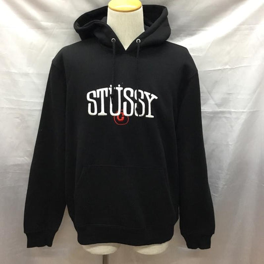 ステューシー STUSSY パーカー 長袖 長袖パーカー フード付きパーカー プリントスウェット トレーナー M ロゴ、文字 黒 / ブラック /  メンズ USED 古着 中古 10117092
