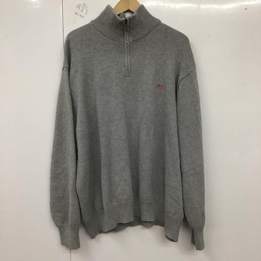 ポロジーンズカンパニー POLO JEANS COMPANY ニット、セーター 長袖 長袖ニットカットソー スタンドネック セーター ジップアップ ロゴ、文字 灰 / グレー /  メンズ USED 古着 中古 10128680