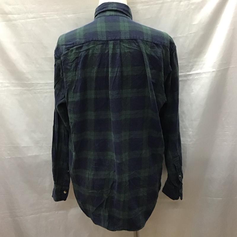 ブルックスブラザーズ BROOKS BROTHERS シャツ、ブラウス 長袖 ボタンダウン コットン M チェック 紺 / ネイビー / X カーキ / カーキ /  メンズ USED 古着 中古 10118384