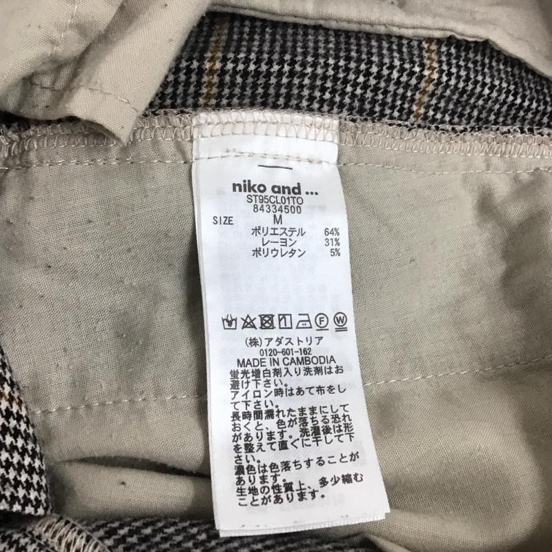 ニコアンド niko and... パンツ スラックス ST95CL01TO ワイドパンツ M チェック 白 / ホワイト / X 黒 / ブラック / X 茶 / ブラウン /  レディース USED 古着 中古 10139164