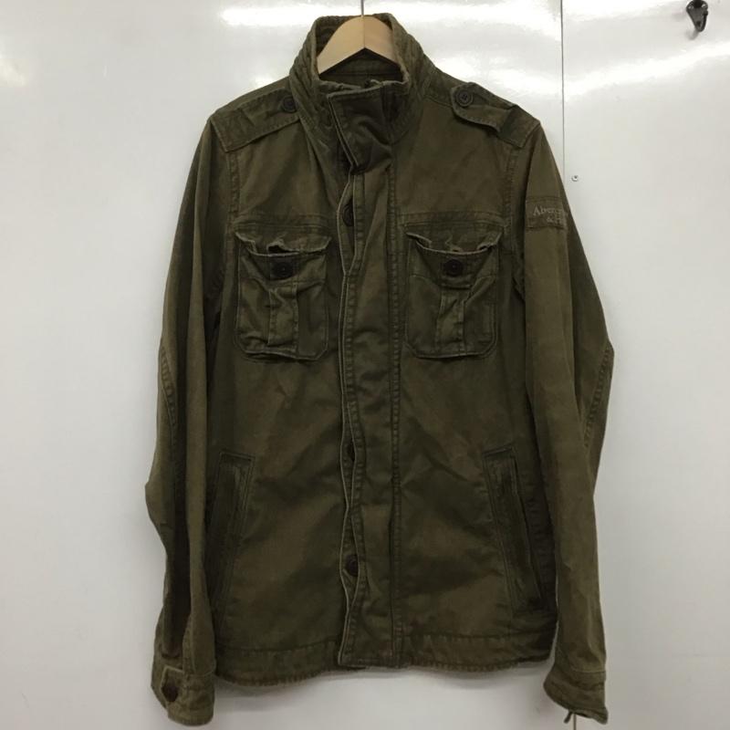 アバクロンビーアンドフィッチ ABERCROMBIE&FITCH ジャケット、上着 ジャケット、ブレザー ジップアップジャケット アウター スタンドネック ミリタリージャケット L ロゴ、文字 カーキ / カーキ /  メンズ USED 古着 中古 10144490