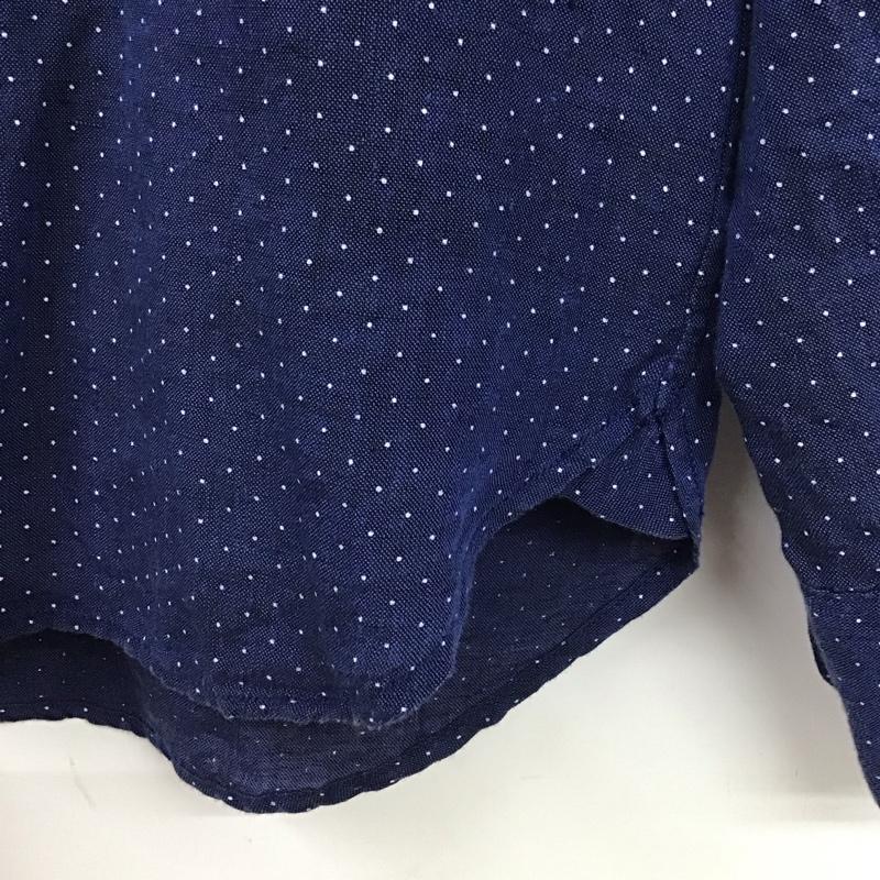 クオドロ quadro シャツ、ブラウス 長袖 長袖シャツ ドットシャツ カラーシャツ ボタンダウン 1 プリント 紺 / ネイビー /  メンズ USED 古着 中古 10131778