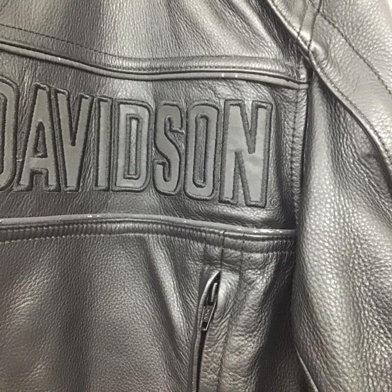 ハーレーダビッドソン Harley-Davidson ジャケット、上着 レザージャケット シングルライダースジャケット L ロゴ、文字 黒 / ブラック /  メンズ USED 古着 中古 10133569