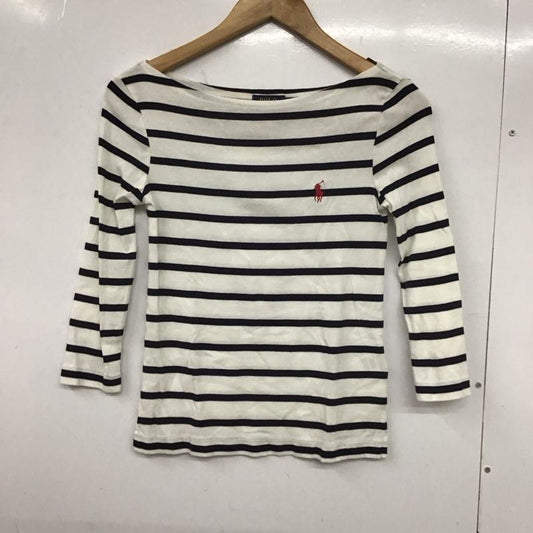 ポロラルフローレン POLO RALPH LAUREN カットソー 長袖 長袖カットソー ワイドネックカットソー ボーダー XS ボーダー柄 白 / ホワイト / X 黒 / ブラック /  レディース USED 古着 中古 10132946