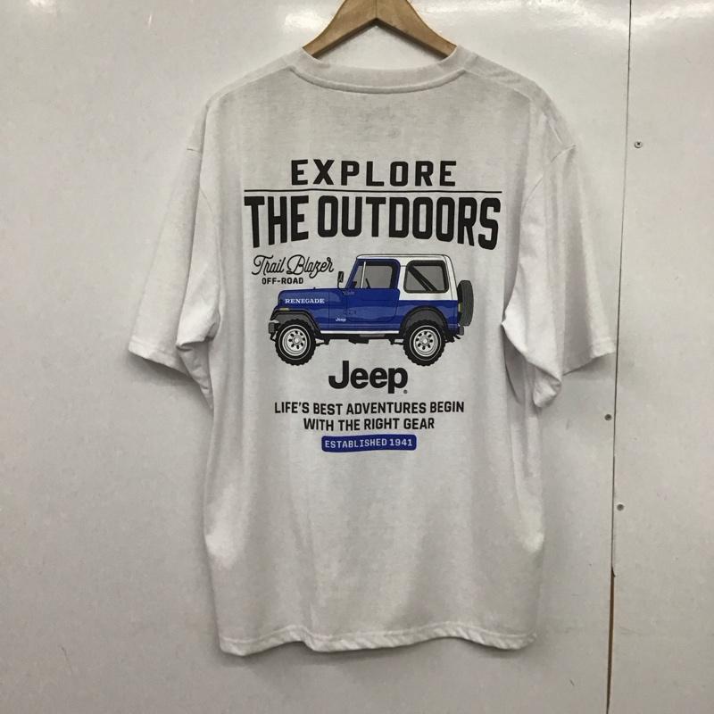 ジープ Jeep Tシャツ 半袖 半袖カットソー プリントTシャツ クルーネックカットソー 0 プリント 白 / ホワイト /  メンズ USED 古着 中古 10148324