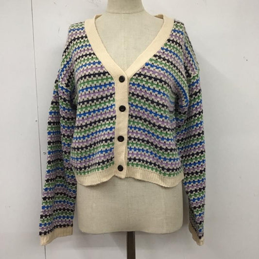ダブルクローゼット w closet カーディガン 長袖 長袖ニットカーディガン リブニットカーディガン 前ボタン ボーダー柄 マルチカラー / マルチカラー /  レディース USED 古着 中古 10124575