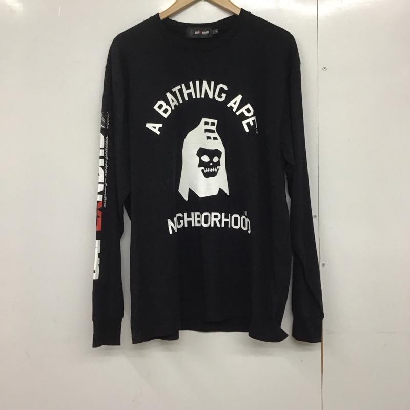アベイシングエイプ A BATHING APE カットソー 長袖 長袖カットソー プリントカットソー クルーネック L プリント 黒 / ブラック /  メンズ USED 古着 中古 10142388