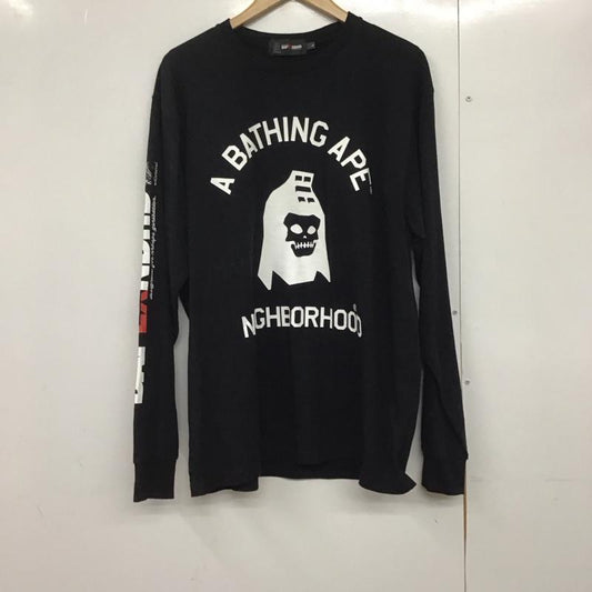 アベイシングエイプ A BATHING APE カットソー 長袖 長袖カットソー プリントカットソー クルーネック L プリント 黒 / ブラック /  メンズ USED 古着 中古 10142388