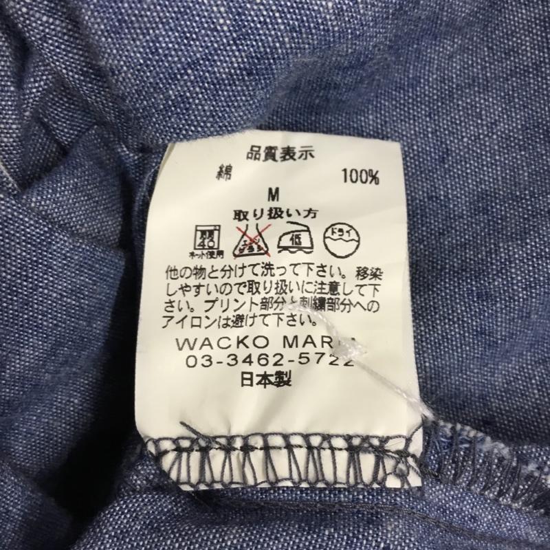 ワコマリア WACKO MARIA シャツ、ブラウス 長袖 長袖シャツ カラーシャツ ポケットシャツ 長袖カットソー 刺繍シャツ M ロゴ、文字 インディゴ / インディゴ /  メンズ USED 古着 中古 10117575
