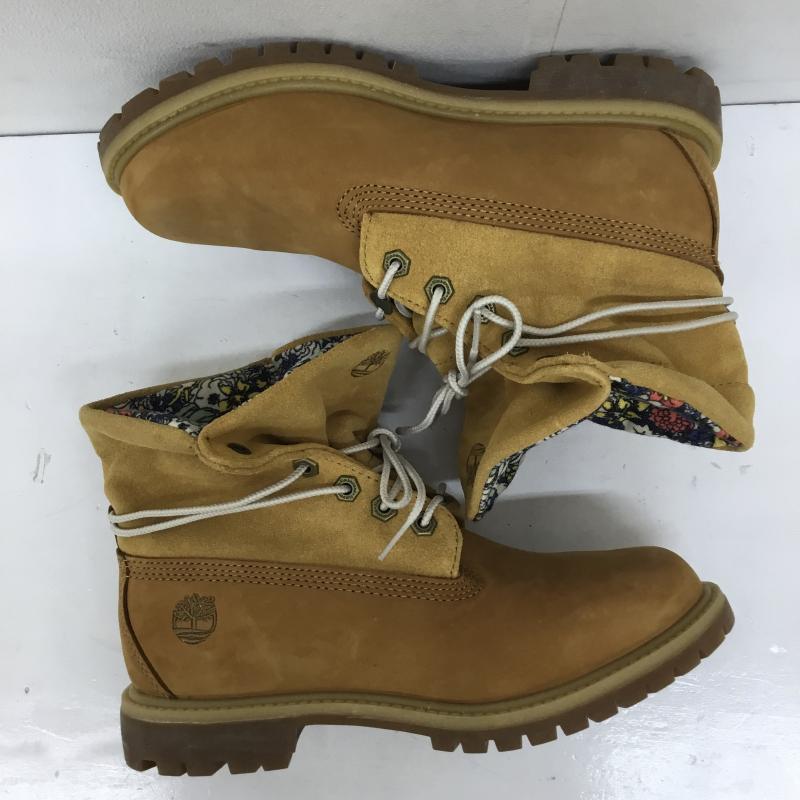 ティンバーランド Timberland ブーツ ショートブーツ AUTHENTICS ROLL TOP A1BNC 24.0cm 花柄 茶 / ブラウン /  レディース USED 古着 中古 10140568
