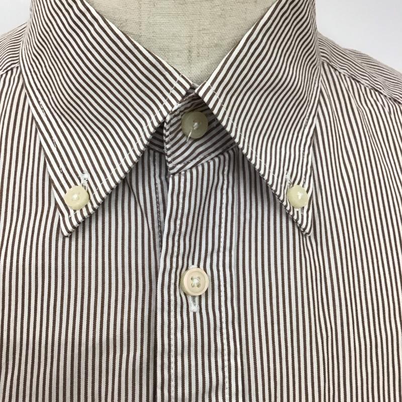 ビームスライツ BEAMS LIGHTS シャツ、ブラウス 長袖 ボタンダウン XL ストライプ 白 / ホワイト / X 茶 / ブラウン /  メンズ USED 古着 中古 10118109