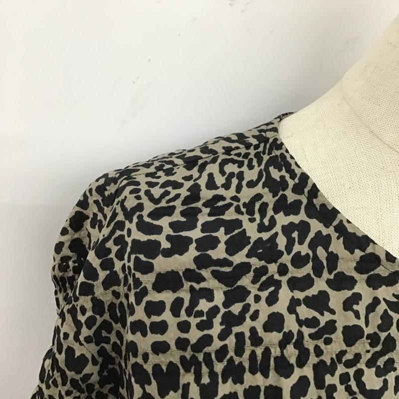 ザラ ZARA ワンピース ひざ丈スカート 5216 048 806 ティアードワンピース S ヒョウ柄・レオパード柄 黒 / ブラック / X ベージュ / ベージュ /  レディース USED 古着 中古 10107158