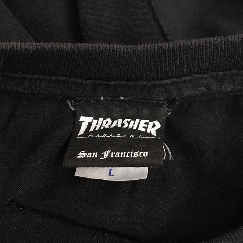 スラッシャー THRASHER Tシャツ 半袖 クルーネック プリント L ロゴ、文字 黒 / ブラック /  メンズ USED 古着 中古 10111197