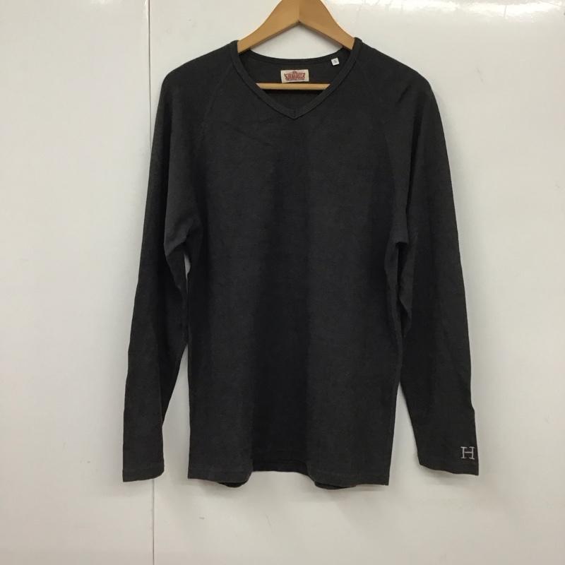 ハリウッドランチマーケット H.R MARKET カットソー 長袖 長袖カットソー プリントカットソー Vネック 5 無地 灰 / グレー /  メンズ USED 古着 中古 10131008
