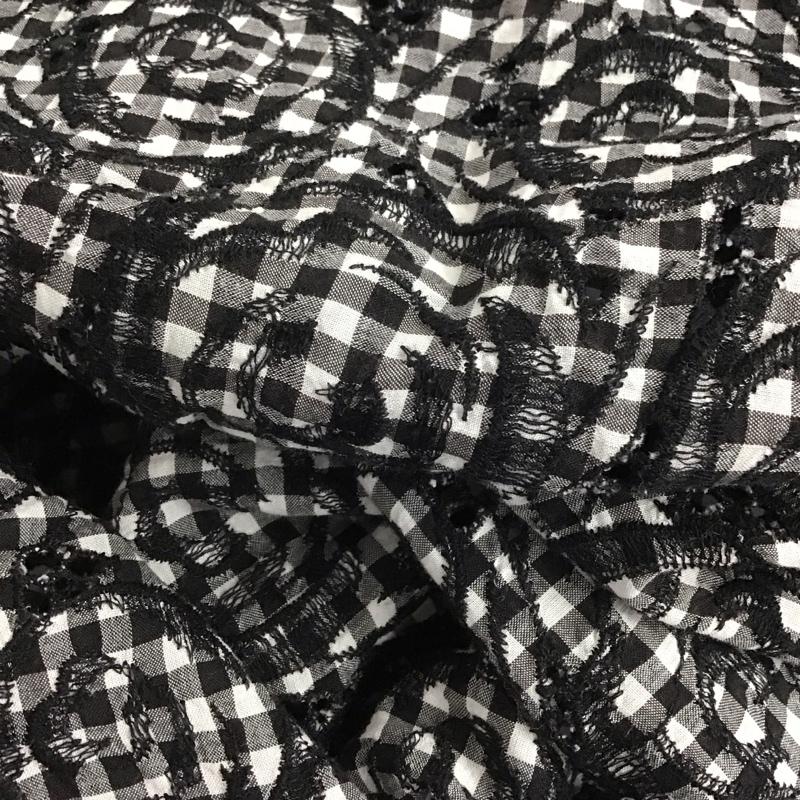 インゲボルグ INGEBORG ワンピース ミニスカート 半袖ワンピース フレアスカート クルーネック ミニスカート 刺繍 白 / ホワイト / X 黒 / ブラック /  レディース USED 古着 中古 10142680