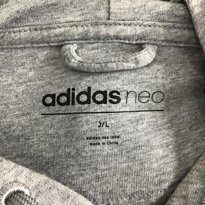 アディダスネオレーベル adidas NEO Label パーカー 長袖 ジップアップ スウェット L ロゴ、文字 灰 / グレー /  メンズ USED 古着 中古 10123286