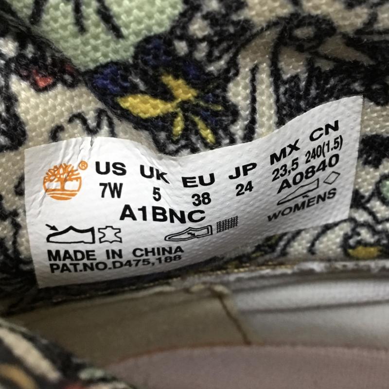 ティンバーランド Timberland ブーツ ショートブーツ AUTHENTICS ROLL TOP A1BNC 24.0cm 花柄 茶 / ブラウン /  レディース USED 古着 中古 10140568